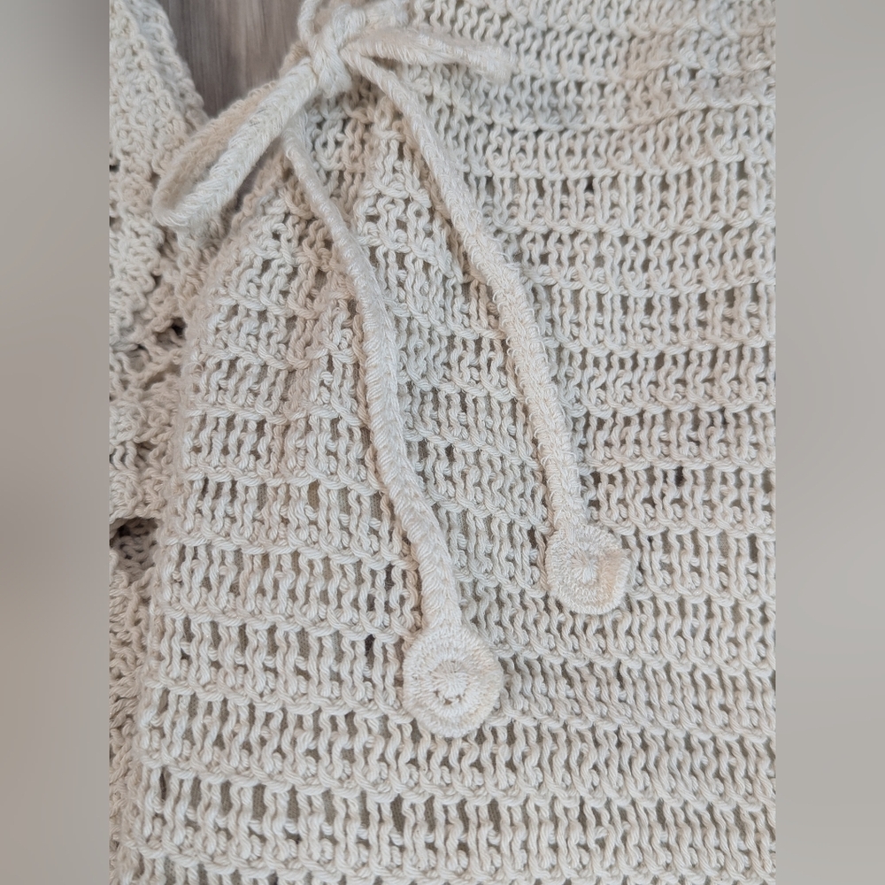 Beachy Cream Crochet Lace Pants Women's Size Medium Boho Tropical Solitaire - Picture 6 of 14
